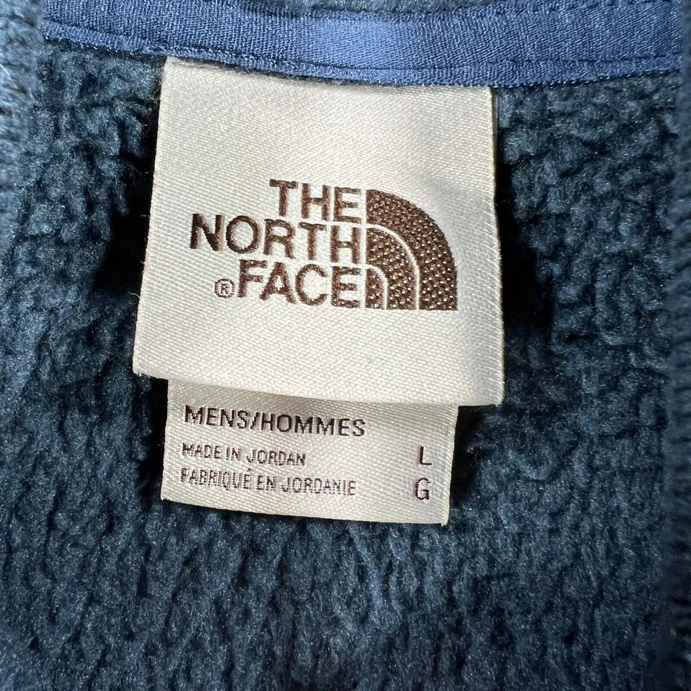 The North Face Sweatshirt Mens Large Blue Sleeveless Full Zip Mock Neck Fleece